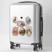 ヴィンテージイースターエッグ、花とハトのシール シール (スーツケース)