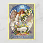 ヴィンテージイースターエンジェルとラム シーズンポストカード (正面)