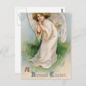 ヴィンテージイースターエンジェルの子 ポストカード (正面/裏面)