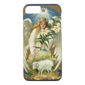 ヴィンテージイースターエンジェル、子羊、リリー花、金ゴールドスター Case-Mate iPhoneケース (裏面)