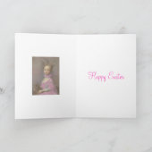 ヴィンテージイースターカードかわいい女の子とバニー耳 シーズンカード (内部)