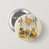 ヴィンテージイースターカードとサーカスの雛 缶バッジ (正面&裏面)