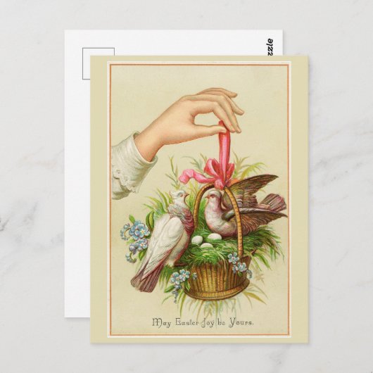ヴィンテージイースターカード2つの鳩 ポストカード (正面/裏面)