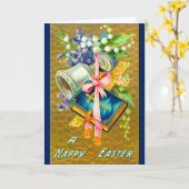 ヴィンテージイースターカード – イースタークロスとバイブル カード (黄色い花)
