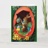 ヴィンテージイースターカード – イースターバニーin卵 カード (正面)