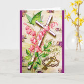 ヴィンテージイースターカード – フローラクロス カード (黄色い花)