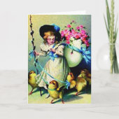 ヴィンテージイースターガールとベビーチックカード シーズンカード (正面)