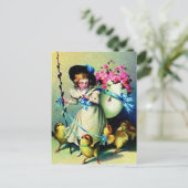 ヴィンテージイースターガールとベビーチックス シーズンポストカード (スタンド正面)