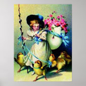 ヴィンテージイースターガールとベビーチックポスター ポスター (正面)