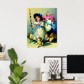 ヴィンテージイースターガールとベビーチックポスター ポスター (ホームオフィス)