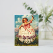 ヴィンテージイースターガールと卵はがき シーズンポストカード (スタンド正面)