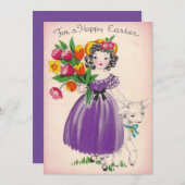 ヴィンテージイースターガールと子羊 シーズンカード (正面/裏面)