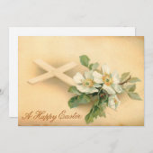 ヴィンテージイースタークロスと犬のバラ シーズンカード (正面/裏面)