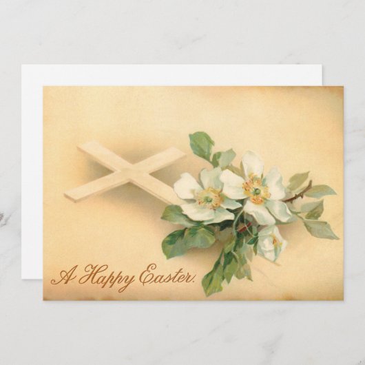 ヴィンテージイースタークロスと犬のバラ シーズンカード (正面/裏面)