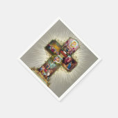 ヴィンテージイースタークロス宗教的な休日金ゴールド スタンダードカクテルナプキン (角)