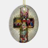 ヴィンテージイースタークロス宗教的な休日金ゴールド セラミックオーナメント (右)