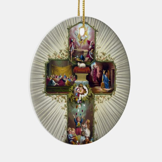 ヴィンテージイースタークロス宗教的な休日金ゴールド セラミックオーナメント (右)