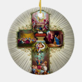 ヴィンテージイースタークロス宗教的な休日金ゴールド セラミックオーナメント (裏面)