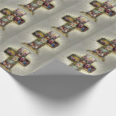 ヴィンテージイースタークロス宗教的な休日金ゴールド ラッピングペーパー (角)