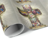 ヴィンテージイースタークロス宗教的な休日金ゴールド ラッピングペーパー (ロールコーナー)