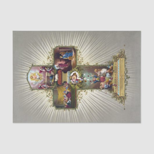 ヴィンテージイースタークロス宗教的な休日金ゴールド 薄葉紙 (正面)