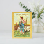 ヴィンテージイースターグリーツシェパードヒツプラムイエス ポストカード (スタンド正面)