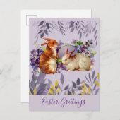 ヴィンテージイースターグリーツバニーラビット ポストカード (正面/裏面)