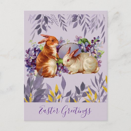 ヴィンテージイースターグリーツバニーラビット ポストカード (正面)