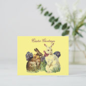 ヴィンテージイースターグリーティングウサギ シーズンポストカード (スタンド正面)