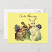 ヴィンテージイースターグリーティングウサギ シーズンポストカード (正面/裏面)