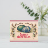 ヴィンテージイースターグリーティングエッグピンク ポストカード (スタンド正面)