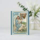 ヴィンテージイースターグリーティングエンジェルシープベル ポストカード (スタンド正面)