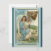 ヴィンテージイースターグリーティングエンジェルシープベル ポストカード (正面/裏面)