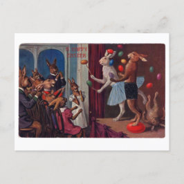 ヴィンテージイースターグリーティングカード – ジャグリングバンニ ポストカード