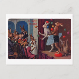 ヴィンテージイースターグリーティングカード – ジャグリングバンニ ポストカード