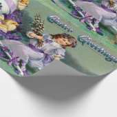 ヴィンテージイースターグリーティングガールエッグシック馬車 ラッピングペーパー (角)