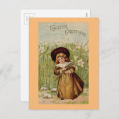 ヴィンテージイースターグリーティングガール シーズンポストカード (正面/裏面)