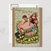 ヴィンテージイースターグリーティングキッズと卵 ポストカード (正面/裏面)
