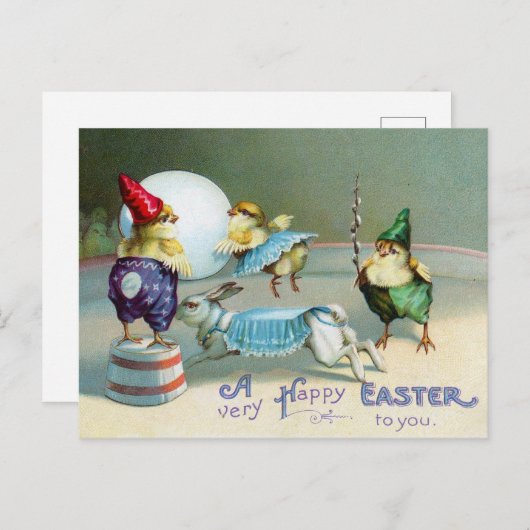 ヴィンテージイースターグリーティングシックサーカス ポストカード (正面/裏面)