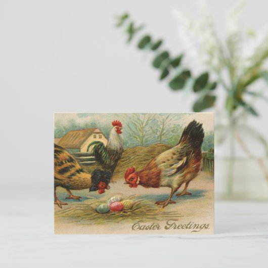 ヴィンテージイースターグリーティングチキン シーズンポストカード (スタンド正面)