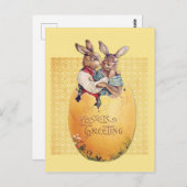 ヴィンテージイースターグリーティングバニーラビットポストカード ポストカード (正面/裏面)