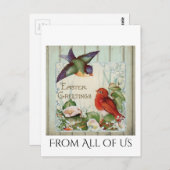 ヴィンテージイースターグリーティングバーズネストフ素朴ェンス ポストカード (正面/裏面)