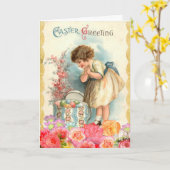 ヴィンテージイースターグリーティング カード (黄色い花)