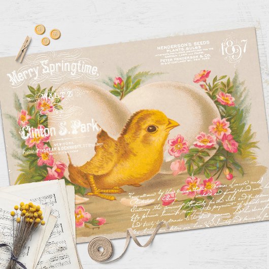 ヴィンテージイースターシックデクページティッシュペーパー 薄葉紙