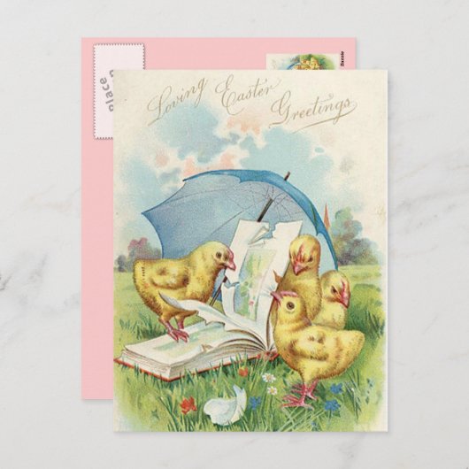 ヴィンテージイースターシックホリデー葉書 シーズンポストカード (正面/裏面)