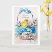 ヴィンテージイースターシック花束バスケット カード (黄色い花)