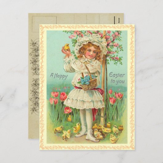 ヴィンテージイースターシック葉書 シーズンポストカード (正面/裏面)
