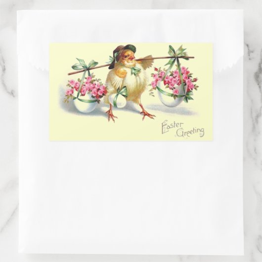 ヴィンテージイースターシック&エッグス 長方形シール (バッグ)