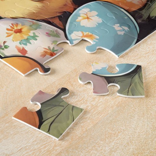 ヴィンテージイースターチキンファミリー春ガーデン ジグソーパズル (側面)