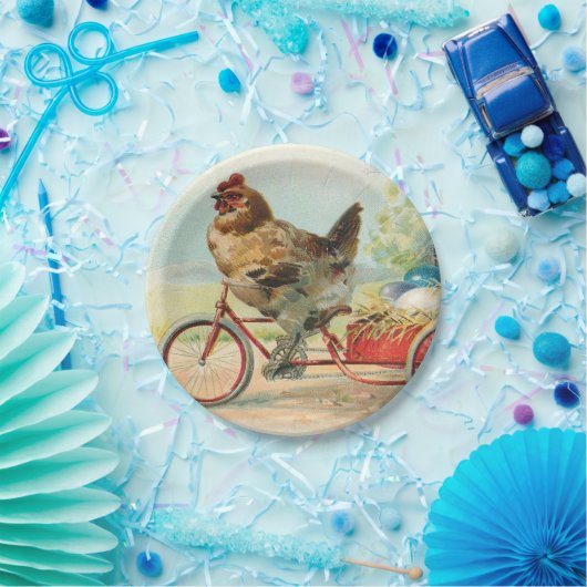 ヴィンテージイースターチキン自転車イースターエッグに乗る ペーパープレート (パーティー)